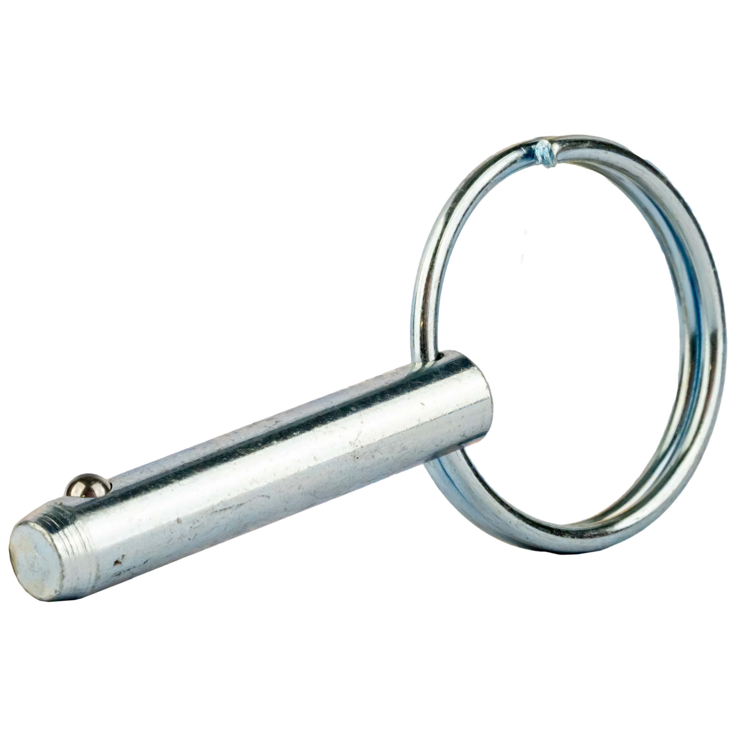 <ul><li>Also known as detent pins</li><li>Low carbon steel</li><li>Ball locking mechanism for quick disconnect applications</li><li>Easy grip 15/16" pull ring</li><li>No special tools needed</li><li>Zinc plated steel with stainless steel ball resists corrosion: provides longer life</li><li>Recommended hole size: .453</li></ul>|